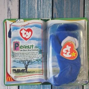 Ty Blue Elephant Plush with White Accents